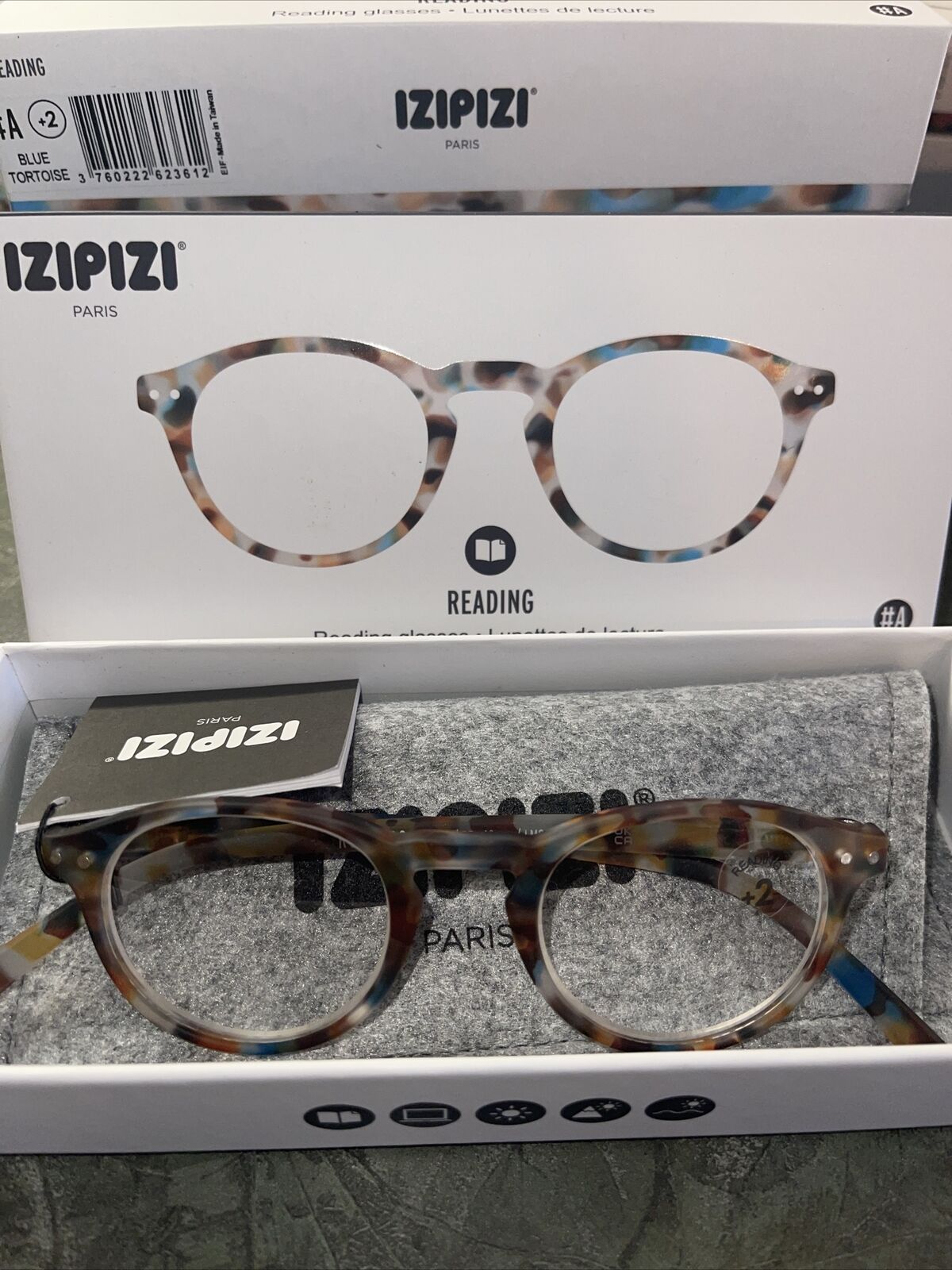 Izipizi High End Reading Glasses #A +2.00 Blue Tortoise Multi-Retail $49.95- NEW