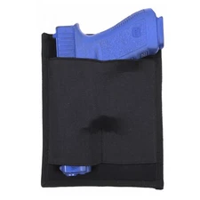 Black Padded Concealed Carry Pistol Holster with Easy Attach Hook & Loop Panel