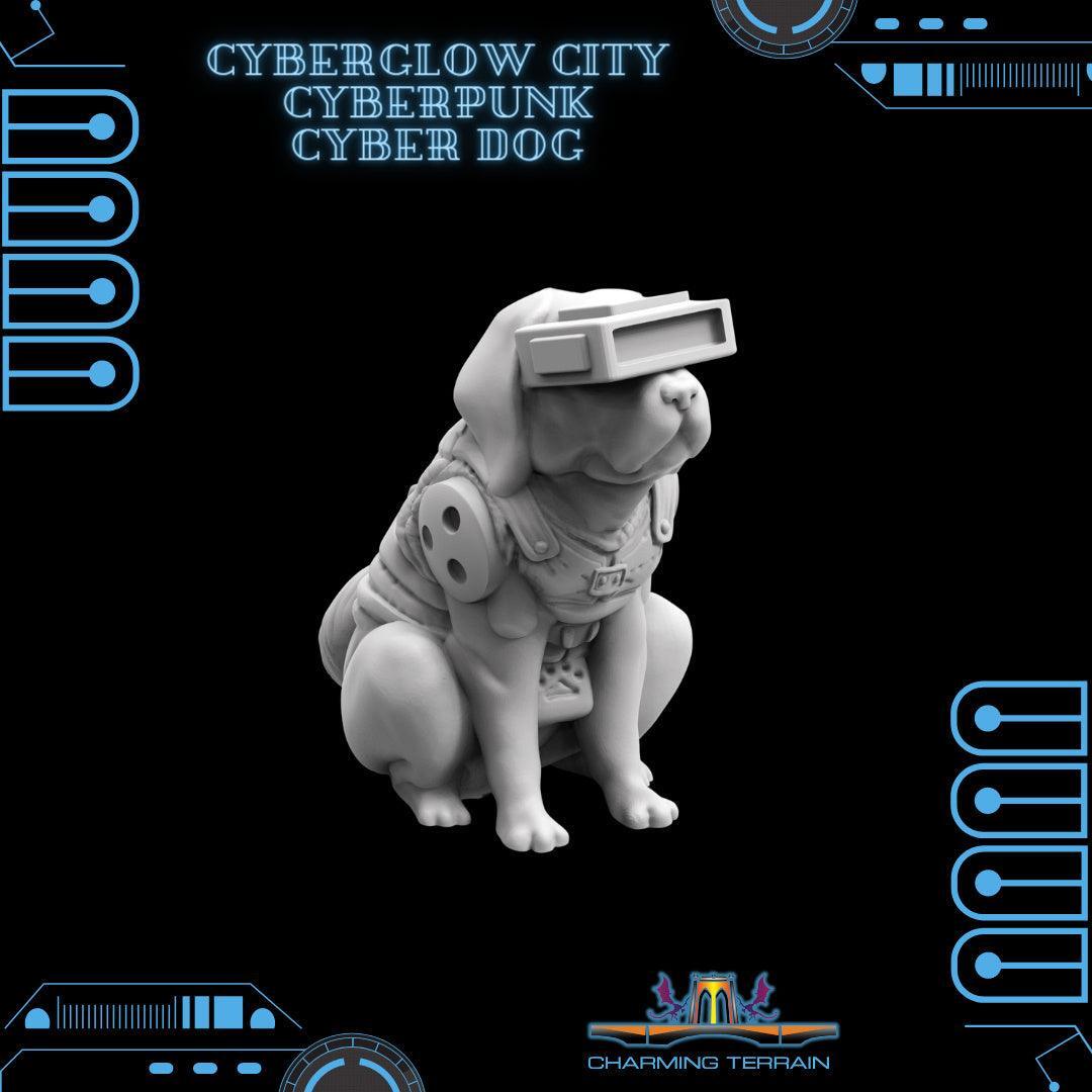 3D Printed Cyberglow City Cyberpunk Cyber Dog Miniature - 28mm