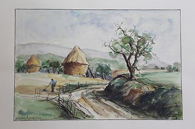 Paul FERON (XX) Landscape View of Villiers Adam Val D'Oise Paris France