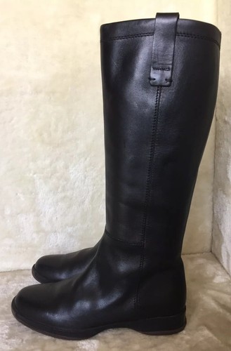 HOGAN donna nero vera pelle alti fino al Ginocchio con Tacco Piatto Stivali  2.5 UK 35.5 EUR | eBay