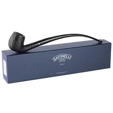 Savinelli Churchwarden Black Rusticated 601 Extra Long Briar Tobacco Pipe, 3mm