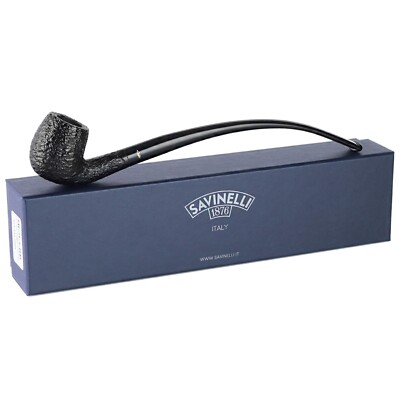 Savinelli Churchwarden Black Rusticated 601 Extra Long Briar Tobacco Pipe, 3mm