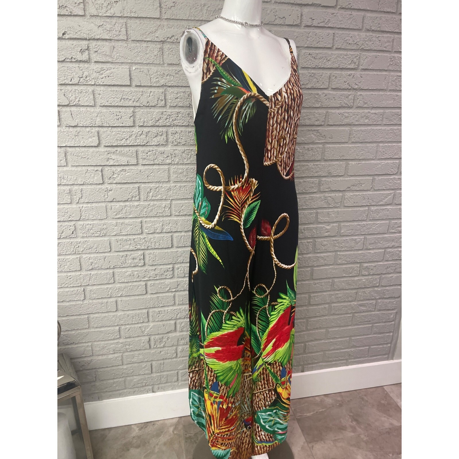 Floresta Multicolored Spaghetti Strap Tropical Lo… - image 4