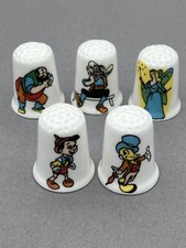 Pinocchio fine bone china thimbles full set of five