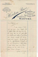 Horton Bros Watford Purveyors of English & Scotch Meat Message on Receipt  33697