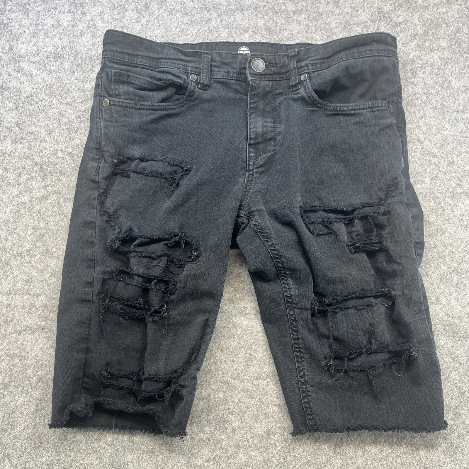 Pantaloncini da uomo neri Jordan Craig taglia 34 effetto invecchiato stretch streetwear