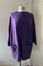 Vintage 1980's Norma Kamali Oversized Purple Fleece Tunic with Slouchy Pockets