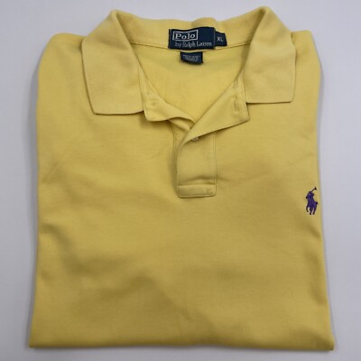 Polo Ralph Lauren Yellow Short Sleeve Polo Shirt w/ Purple Logo