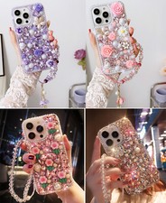 Bling 3D Flower Diamond Case for iPhone 16 15 14 13 12 11 Pro Max Plus Cover