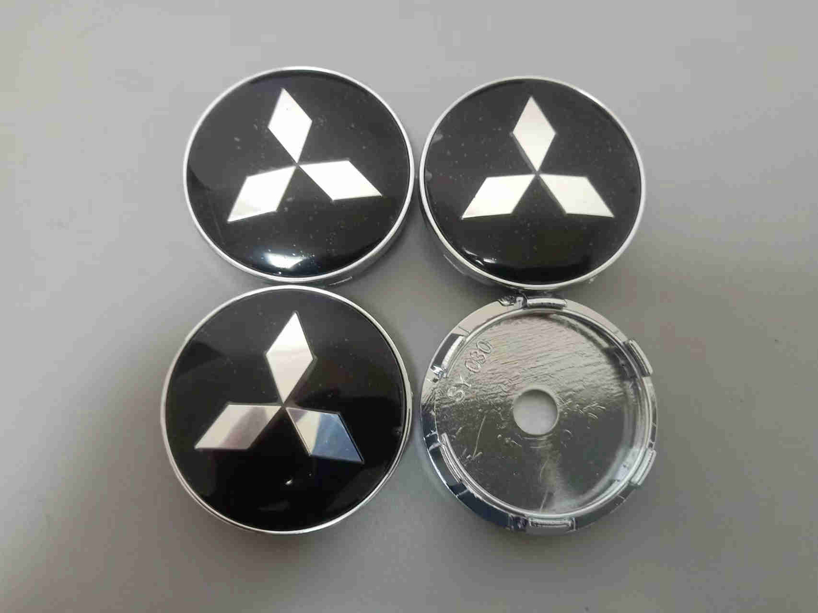 4Pcs 60mm Black Wheel Auto Center Cap Badge Emblem Hub Cover For Mitsubishi Logo