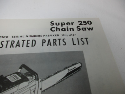 McCulloch Chainsaw Illustrated Parts List IPL Super 250 & 895 Saws