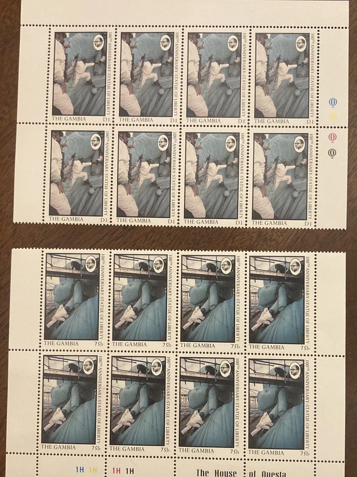 Gambia: 100 Ann, Estatua de la Libertad. SC #681-85 MNH, 1987. Lote # 02-03143 Foto 3 de 4