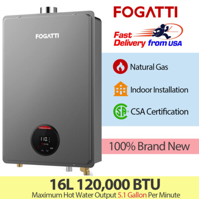 16L 5.1 GPM Tankless Water Heater Natural Gas 120,000 BTU Indoor Instant Hot CSA