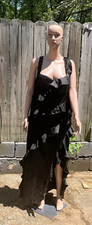Pretty Little Things Plus Black Satin Frill Layered Maxi Dress Size 20 NWT