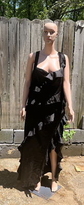 Pretty Little Things Plus Black Satin Frill Layered Maxi Dress Size 20 NWT  | eBay