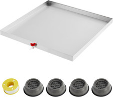 Heavy Duty 27" X 25" Stainless Steel Washing Machine Drain Pan with Feet