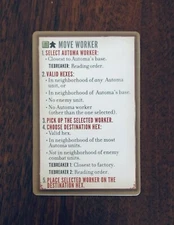 Scythe Automa Reference Card (Move Worker) Official Extra/Replacement Game Piece