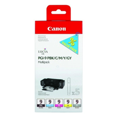 Canon PGI-9 Tintenstrahlpatronen Schwarz/Cyan/Magenta/Gelb/Grau OVP 