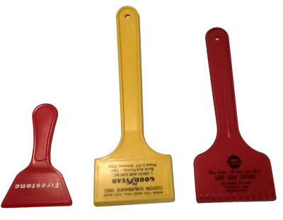 Lot of 3 Vintage Advertising Automotive Ice Scrapers Goodyear Gulf Firestone OH