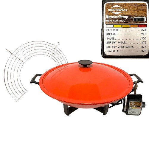 Vintage 1975 West Bend Electric Wok Red Hot Pot USA Model 5109 Tested