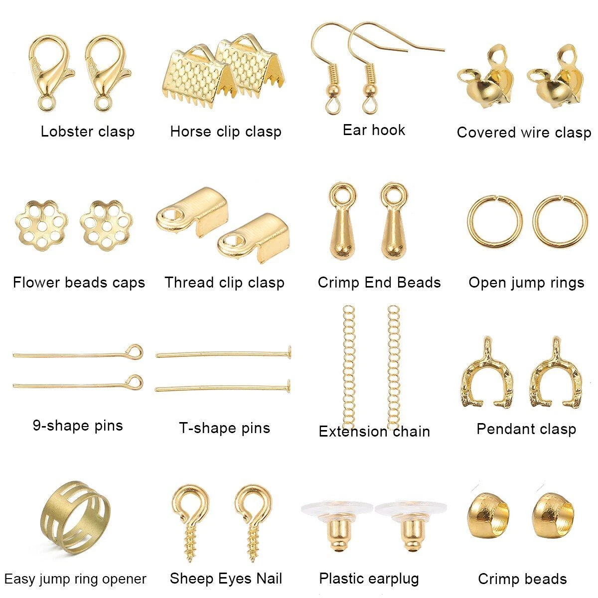 Jewelry Findings Set Open Jump Rings Earring Hook Lobster Clasp Head Pin Tools