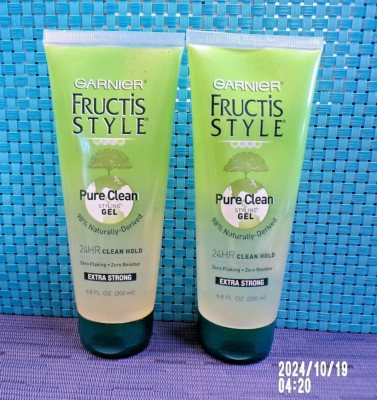 2 New Garnier Fructis Style Pure Clean Styling Gel Extra Strong Hold 6.8 oz.