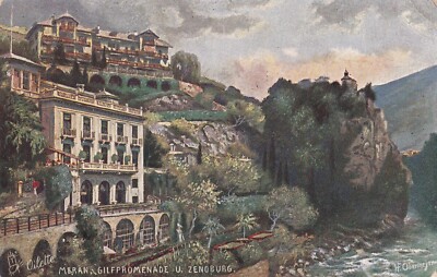 MERAN GILF PROMENADE SÜDTIROL ITALIEN -DEUTSCHE RAPHAEL STECK POSTKARTE 176- UM 1917