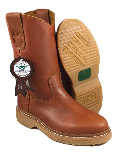 Men's 10'' Tan Wellington Work Boots Slip Resistant Roper Bota de Trabajo