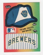 1984 FLEER BASEBALL TEAM HAT & NAME LOGO STICKER MILWAUKEE BREWERS