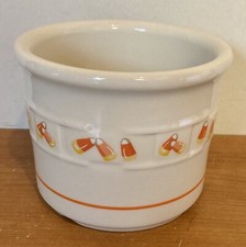 Longaberger Pottery One Pint Candy Corn Crock - Fall Halloween - Made in USA
