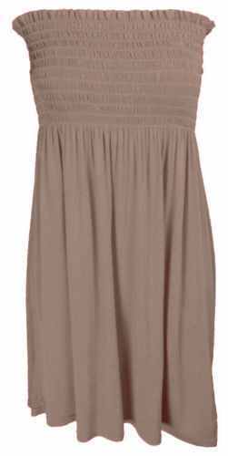 Ladies Sheering Boob Tube Gather Bandeau Ruched Top Summer Mini Dress Size 8-26 - Picture 8 of 28