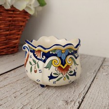 Cache-pot & jardinière vintage barbotine céramique de Rouen peint à main France