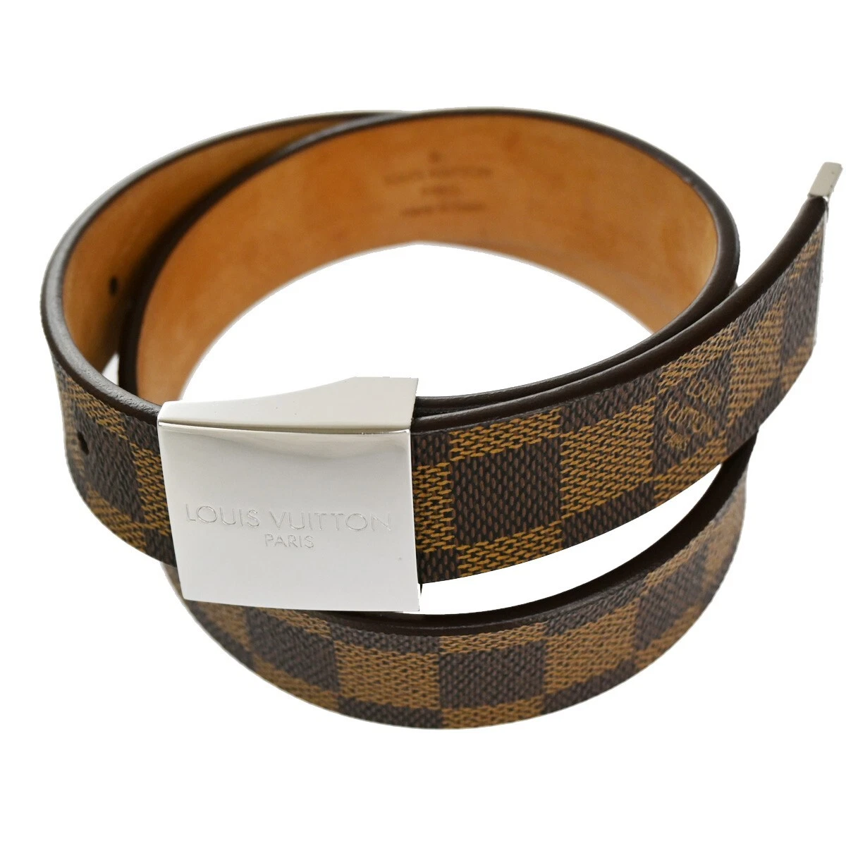 LOUIS VUITTON Ceinture Carre Damier Ebene Belt Brown