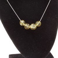 Halskette 4 Perlen Citrin 8 Mm Kette Aus Edelstahl