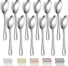Dinner Spoons 12 Pieces, Stainless Steel 7.28Inch Spoons, Dessert Spoons, Tab...