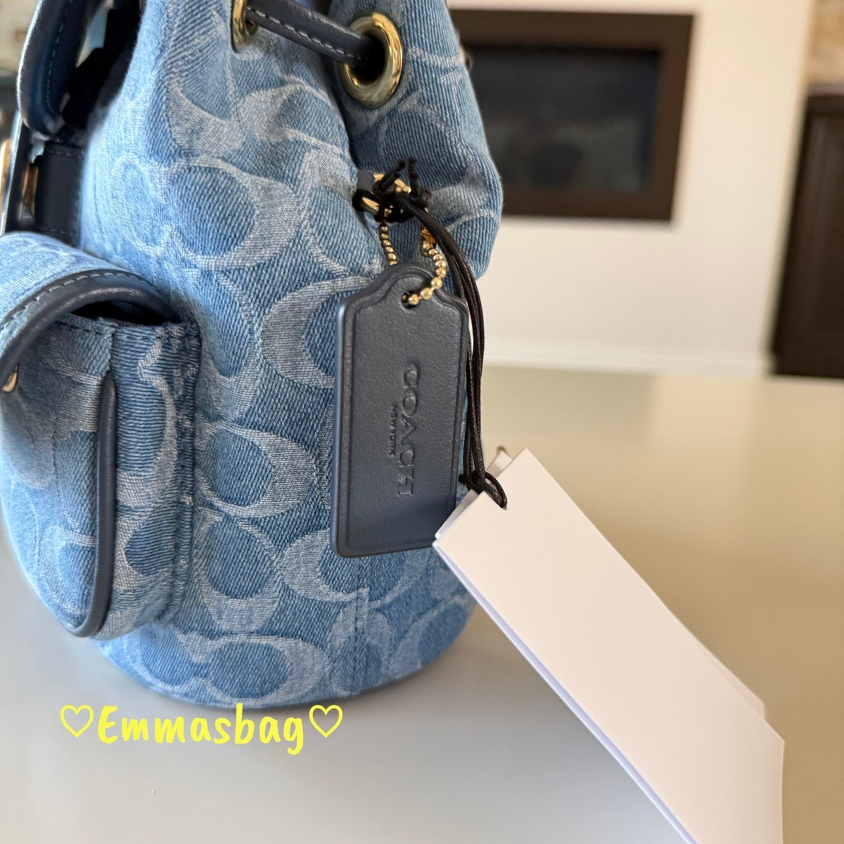 Coach Hadley Backpack In Signature Denim CDB95 denim/Gold 