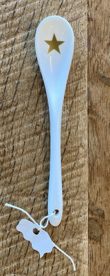 Löffel Porzellanlöffel weiß mit goldenen Stern Porzellan Geschirr Geschenk spoon