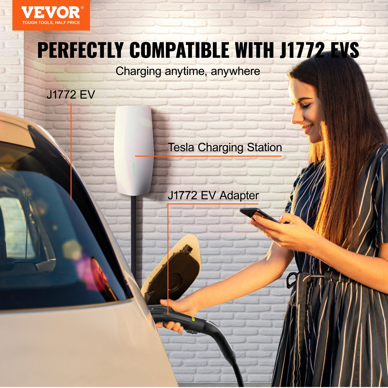 Tesla to J1772 Charging Adapter, Destination Charger and Mobile Connector