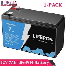 New 1-PACK 12V 7Ah LiFePO4 Lithium Battery BMS Deep Cycle For RV Solar Energy US