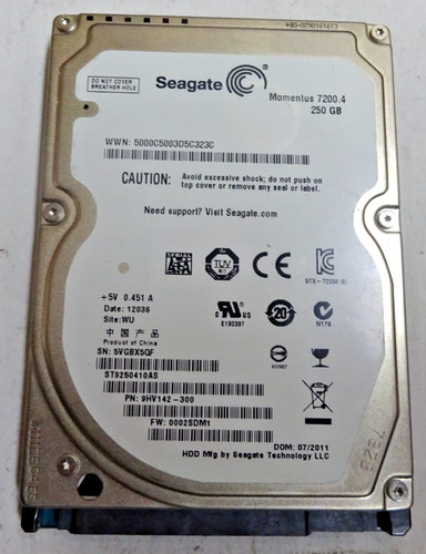 SEAGATE *ST925040AS* 250 GB * SATA HDD Notebook 2,5 Zoll #NFP1624