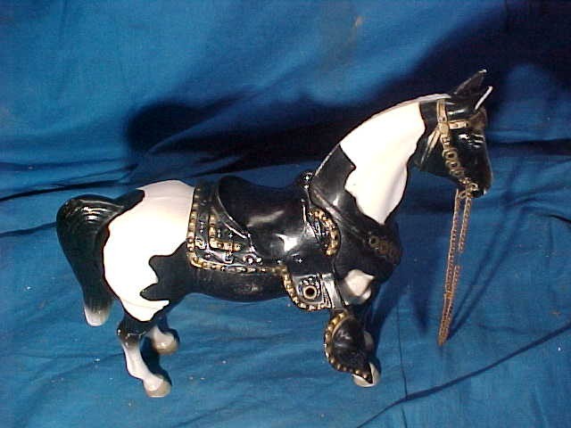 1950s HARTLAND Plastic BLACK + WHITE PINTO Toy WESTERN HORSE