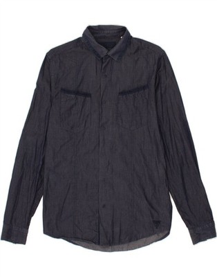 GUESS Mens Slim Fit Shirt Small Navy Blue Cotton BT04