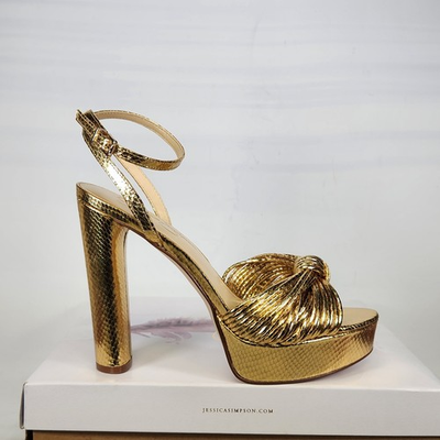 #ad Size 9.5 Jessica Simpson Immie Gold Metallic Snake $67.15