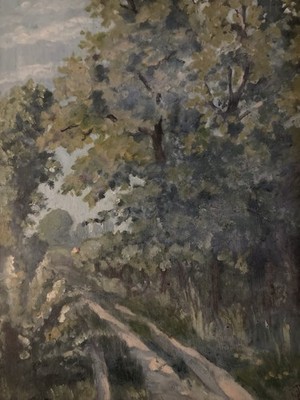 Gemälde Öl Tafel Karton Landschaft Baum Zum Identifizieren Art XIX Papillon 1880