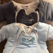 Baby Merlin's Magic Sleepsuit Large 3-6 Months 18-21 Lbs Lot Of 2 Blue