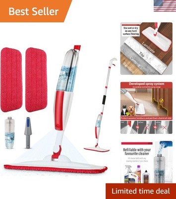 Wet Spray Mop with 14 oz Bottle & 2 Pads - Lightweight Floor Cleaning Solution