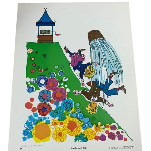 Vintage 1967 Jack Jill Nursery Rhyme Frameable Poster Picture Marvel Education