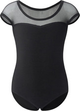 Girls Ballet Leotards Cotton Mesh Cap Sleeve for Dance Class  Breathable Cotton