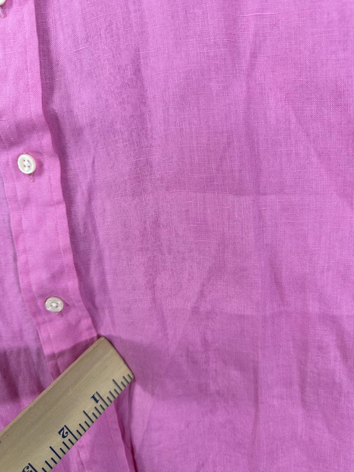 Camisa Ralph Lauren Para Hombre Grande Rosa Lino Ajuste Personalizado Botones Manga Larga Hombres Foto 4 de 4